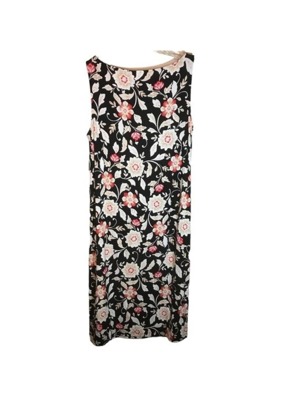 J Jill women’s sleeveless tank dress midi length size small tall black floral - Picture 5 of 9